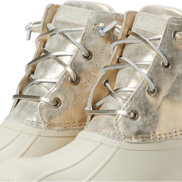 Sperry Gold and Cream Winter Rain Boots with Waterproof Lace-Up Design - Picture 7 of 8